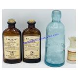 4 Antique Glass Medicine Bottles