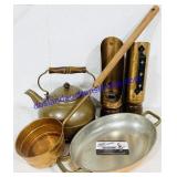 Copper Teapot, Ladle, Baking Dish, Candle Lights