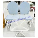 2 Seater Painted Metal Outdoor Rocking Bench w/