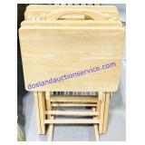 4 Wooden TV Trays w/ Rack