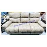 3 Seat Reclining Felt Faux Leather Sofa