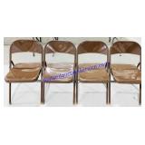 4 Brown Metal Folding Chairs