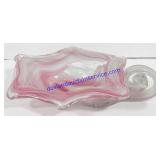 Pink & Clear Tone Pulled Glass Dish