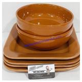 Brown Glaze Ceramic Bowl & Plate Set