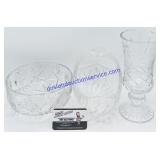 3 Ornate Crystal Glassware Pieces