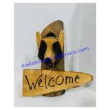 Wood Raccoon Hanging Sign