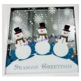 Mirrored Snowman "Seasons Greetings" 17"x17"