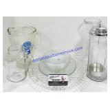 Glass Serving Dishes, Pitchers, Straw Dispenser,