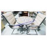 Stone Tile Top & Metal Leg Patio Table w/ 2