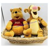 Corduroy Tigger & Winnie Plushies & Basket