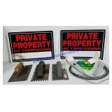 Notched Floor Trowels, Private Property Signs and