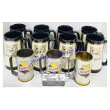 8 Plastic & 3 Tin Vintage Falstaff Mugs