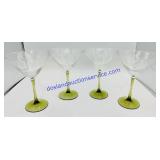 4 Green Stemmed Martini Glasses