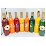 8 Painted Decorative Wine Bottles