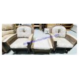 Padded Wood & Wicker Outdoor Rocking Chairs &