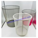 3 Metal Waste Paper Baskets