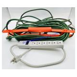 2 Heavy Duty Extension Cords & Power Strip