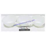 3 Fire-King White Glass Handled Soup Bowls