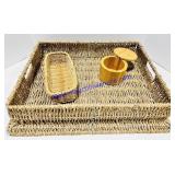 Woven Tray, Small Basket, Wooden Container
