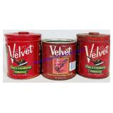 3 Velvet Smoking Tobacco Tins (Varied Condition,