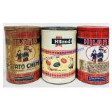 3 Hiland Potato Chip Tins (1 Rusted, 1 Missing