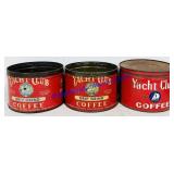 3 Yacht Club Coffee Tins (Varied Condition, Age,
