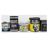 5 Food Tins w/ Lids (Varied Age, Condition, &