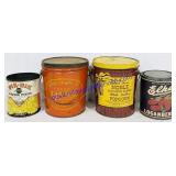 4 Food Tins (Varied Age, Condition, Brand, & Lid