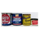 4 Coffee Tins (Varied Brand, Age, & Condition)