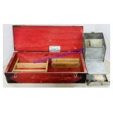 Wooden Tool Box & Metal Wall Storage Box
