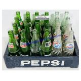 24 Pepsi, Coke, & Mountain Dew Bottles w/ Crate
