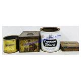 4 Tobacco Tins (Varied Brand, Age, Condition, &