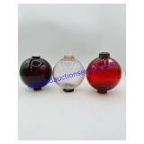 3 Glass Lightning Rod Bulbs (2 red,1 clear)