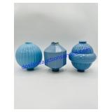3 Blue Milk Glass Lightning Rod Balls (W.C. Shinn
