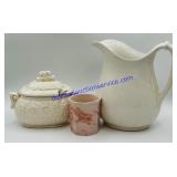 Ceramic Pitcher, Pink Mug and Soup Tureen
