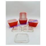 Pyrex 501 Refrigerator Dishes (4 Bowls/3 Lids)