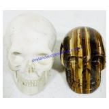 2 Small Carved Stone Skulls