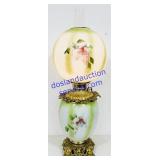 Glass Shade & Metal Base Electric Hurricane Lamp