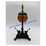 Crackled Amber Glass and Cast Metal Cherubs