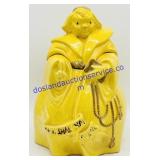 Ceramic Yellow Glazed Monk Cookie Jar