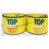 2 Top Cigarette Tobacco Tins w/ Lids