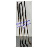 4 Wood Handled Golf Clubs