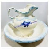 Ceramic Pitcher and Basin (small crack)