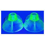 Pair of Uranium Glass Candle Stick Holders