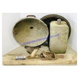 Large Lathe, Motorcycle Gas Can, Reflector & Dish