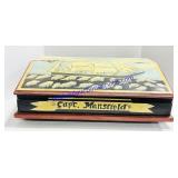 Wooden Nautical-Themed Stationery Box with Hinged