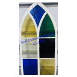 Vintage Wooden Framed Stained Glass Window 65"