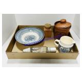 1940 Glass Vacuum Canister, China and Crocks