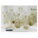 6 Glass Milk Bottles