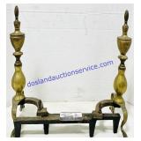 Pair of Brass & Iron Fireplace Andirons